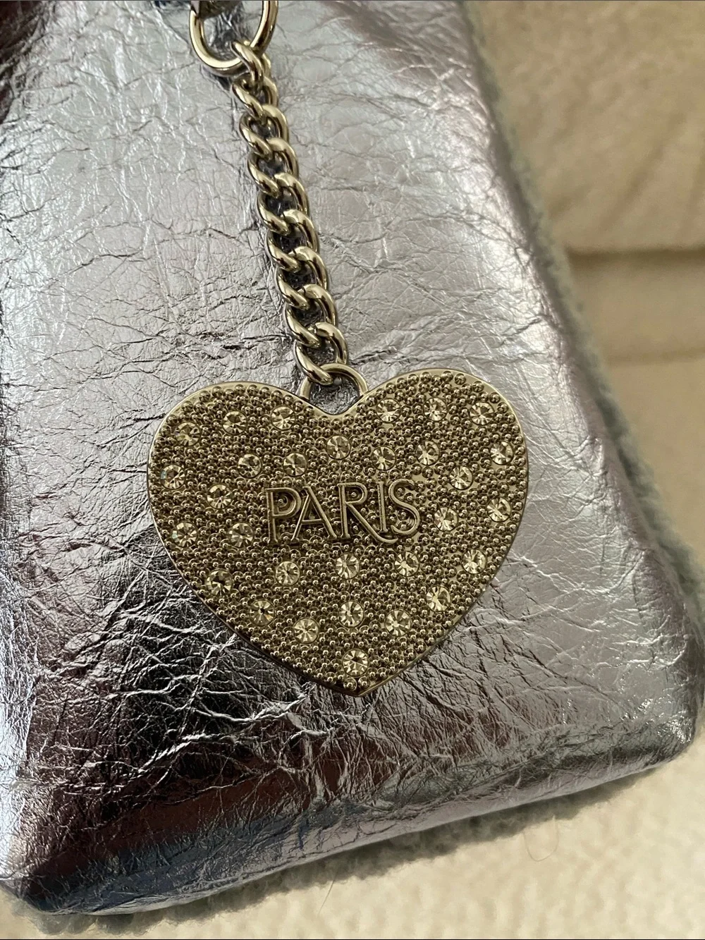 Paris Hilton Ice Blue Mini Tote with Shimmering Metallic Finish w/ Crossbody